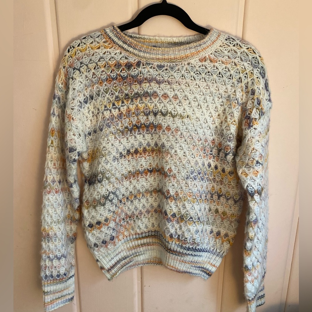 Mystree Cream and Blue Patterned Sweater